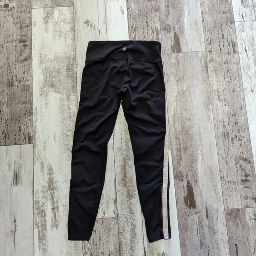 Athleta‎ Gray Reflective Tux Chaturanga Ankle Zip Full Length Activewear Bottoms